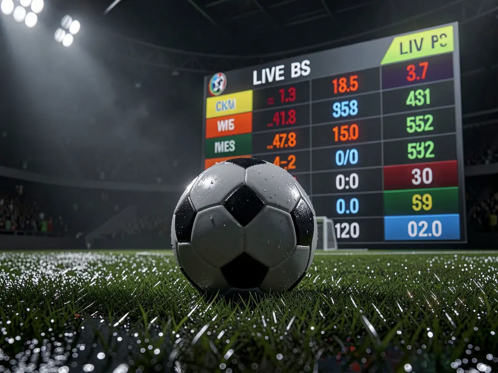 VELOWIN88 football betting page banner featuring a soccer ball on wet grass under dramatic stadium lights with glowing live odds graphics in a premium dark sports atmosphere